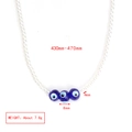 Detailed size specifications of faux pearl necklace with blue evil eye beads and weight - Artificial Pearl With Three Blue Evil Eye Beads Necklace (BE1448MI10)