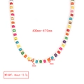Detail showing dimensions of 430-470mm colorful bead and evil eye pearl necklace - Multicolor Flat Round Disc Beads Necklace (BE1448MI13)