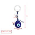 Dimensioni dettagliate del portachiavi malocchio in vetro blu con corda e stella argento - Stile Pentacolo Goccia d'Acqua (BE1485BU01)