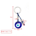 Dettaglio del portachiavi con ciondolo occhio del male in vetro con dimensioni 93mm x 30mm - Stile Doppio Ciondolo Concentrico (BE1484BU01)