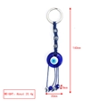 Dettaglio portachiavi malocchio fatto a mano con corda intrecciata blu e perle vetro - Stile Perlina a Rombo con Nappina (BE1484BU04)