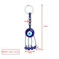 Dettagli dimensionali del portachiavi Occhio di Allah con lunghezza 150mm e peso di 18,5g - Stile Quattro Ciondoli Occhio Piccoli (BE1484BU05)