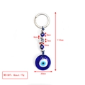 Dettagli delle dimensioni del portachiavi in vetro turco Evil Eye con lunghezza 112mm e larghezza 30mm - Stile Serie Occhi Tricolore (BE1483BU02)
