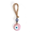 Rosa Evil Eye Anhänger mit geflochtenem Seil und Perlen für Auto oder Wanddeko - Rosa