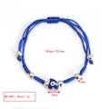 Detail of adjustable blue braided bracelet with silver beads and 10mm evil eye heart charm - Heart Style (BE1480BU05)