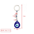 Blauer Glas-Schlüsselanhänger Evil Eye mit Maßen von 118 mm Länge und 35 mm Breite im Detail - Wassertropfenanhänger Stil (BE1482BU01)