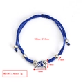 Blue braided rope bracelet featuring heart devil eye charm and silver beads detail - Heart With Wings Style (BE1480BU13)