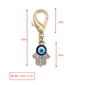 Porte-clés Main de Fatma dorée avec œil bleu et strass, longueur totale de 45mm - Style Main de Fatima Strass (BE1369GD15)