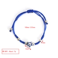 Detail view of blue braided evil eye star bracelet with adjustable silver beads - Star Style (BE1480BU14)