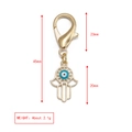 Porte-clés Main de Fatma doré avec œil bleu maléfique, accessoire de bijou de 45 mm - Style Main de Fatima Bleue V1 (BE1369GD17)