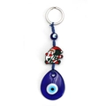 Dettaglio portachiavi Occhio di Allah natalizio con charm Babbo Natale e goccia di vetro blu - Stile Babbo Natale (BE1488BU02)