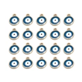 Set of 20 golden evil eye enamel charms for DIY jewelry making and bracelet supplies - Blue Style (BT808BL00)