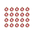 Macro detail of twenty red evil eye round beads with gold plating for jewelry making - Red Style (BT808RD00)