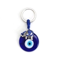 Portachiavi occhio malvagio in vetro blu ed elefante argento con strass luccicanti - Blu Scuro (BE1514BU00)