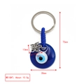 Blue glass evil eye keychain with silver butterfly and woven cord details, 75mm length - Metal Butterfly Charm Style (BE1363BU07)
