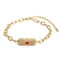 Evil Eye Armband mit Baum des Lebens und blauem Augen-Detail in Gold-Finish - Rotes Herz Design (BT328GD01)