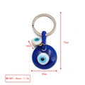 Blue Evil Eye keychain with horseshoe charm and woven rope for car keys decor - Concentric Circle Eye Pendant Style (BE1363BU08)
