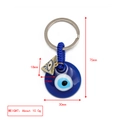 Golden horse eye evil eye keychain with blue woven rope and resin eye pendant - Triangle Eye Metal Charm Style (BE1363BU09)