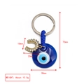 Golden horseshoe evil eye keychain with blue glass pendant and crystal accents - Gold Rhinestone Horseshoe Style (BE1363BU11)