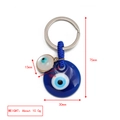 Golden horseshoe blue evil eye keychain with resin charms and metal ring pendant - White Eye Charm Style (BE1363BU12)