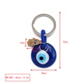 Blue Evil Eye keychain with golden Hamsa Hand charm and blue braided cord detail - Silver Hamsa Hand Charm Style (BE1363BU13)