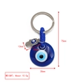 Blue evil eye and silver hamsa hand keychain with braided rope and size dimensions - Hamsa Hand Secondary Charm (BE1363BU15)