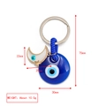 Golden Evil Eye keychain with moon and star pendants featuring size dimensions - White Moon Star Charm Style (BE1363BU16)