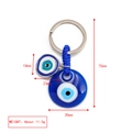 Golden horse hoof Evil Eye keychain with blue resin charms and silver ring - Dark Blue Double Eye Decor (BE1363BU17)