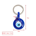 Blue Evil Eye keychain with silver ring and nylon cord featuring a 30mm glass bead - Resin Eyeball Charm Style (BE1363BU19)