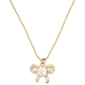 Détail du pendentif nœud doré avec grand zircon et chaîne à billes élégante - Style Nœud à Gros Strass (BE1687GD06)
