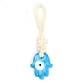 Mano di Fatima con malocchio blu e corda intrecciata beige per auto o decorazioni - Mano di Fatima Blu Chiaro (BE1453LBU00)