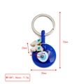 Golden horseshoe evil eye keychain with blue sapphire bead and white butterfly pendant - White Butterfly Eye Charm (BE1363BU22)