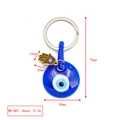 Golden Evil Eye and Hamsa Hand keychain with blue glass bead and woven cord - Gold Hollow Hamsa Hand Style (BE1363BU24)