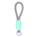 Detail of grey braided cord phone lanyard with mint green wrap and purple spring hook - Gray (BE1637GY00)
