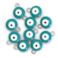 Detailed macro view of enamel blue evil eye alloy pendants for DIY necklace jewelry making - Light Blue (BE1682LBU00)