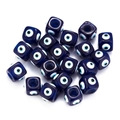 Blue square evil eye beads for DIY necklace and bracelet jewelry making accessories - Evil Eye Style (TEY6108BU00) / 5 Pieces / Dark Blue