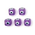 Detailed close-up of purple square evil eye beads for DIY jewelry making and crafts - Evil Eye Style (TEY6108PU00) / 5 Pieces / Purple