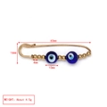 Detail view of Evil Eye safety pin brooch with 60mm length and gold-plated beads - Dark Blue Double Bead Style(BE1739BU01)