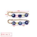 Detailed view of evil eye safety pin brooch with measurements and weight specifications - Geometric Cube Style (BE1732MI08)