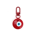 Llavero de ojo turco rojo con hebilla metálica roja en forma de D y acabado liso - Estilo de Cierre de Metal / Ojo Turco Redondo Rojo (BE1441RD00)