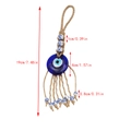 Detailansicht des 19cm Evil Eye Anhängers mit blauem Glas-Nazar und Hanfseil-Maßen - 13 Keramikperlen Langer Einauge-Stil (BE1826BU03)