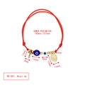 Verstellbares rotes Seilarmband mit goldenem Kreuz, Münzanhänger und Evil-Eye-Perlen - Rot-Kreuz Porträt Anhänger (BE1694RD01)