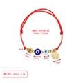 Verstellbares rotes Seilarmband mit Bösem Blick, Goldmünze und Kreuzanhänger - Rot-Kreuz Münzanhänger (BE1694RD03)