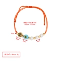 Verstellbares orangefarbenes Armband mit goldenen Perlen und blauem Evil Eye Anhänger - Orange-Kreuz Rundplatte Anhänger (BE1695OR01)
