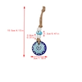 Detailed dimensions of Evil Eye keychain with blue flower pattern and hemp rope - Blue White Wave Pattern (BE1824MI05)