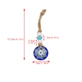 Detailed dimensions of Evil Eye keychain featuring hemp rope and blue mandala pattern - Dotted Sunray Pattern (BE1824MI06)