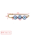 Golden safety pin brooch with blue evil eye beads and precise size measurements - Dark Blue Style(BE1734BU00)