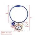 Blaues Drahtarmband mit bösem Auge und Perlenanhänger, inklusive detaillierter Maße - Blauer Stahldraht Armband Drei Anhänger Böser Blick Perle Stil (BE1444BU02)