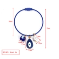 Blauer Stahldrahtarmreif mit Teufelsaugen-Anhängern und Barockperle inklusive Maßen - Blaues Stahldrahtseil Armband Barockperle Tropfen Auge Stil (BE1444BU03)