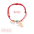Verstellbares rotes Armband mit blauer Evil Eye Perle und goldenem runden Anhänger - Rot-Rund Porträt Anhänger (BE1697RD02)